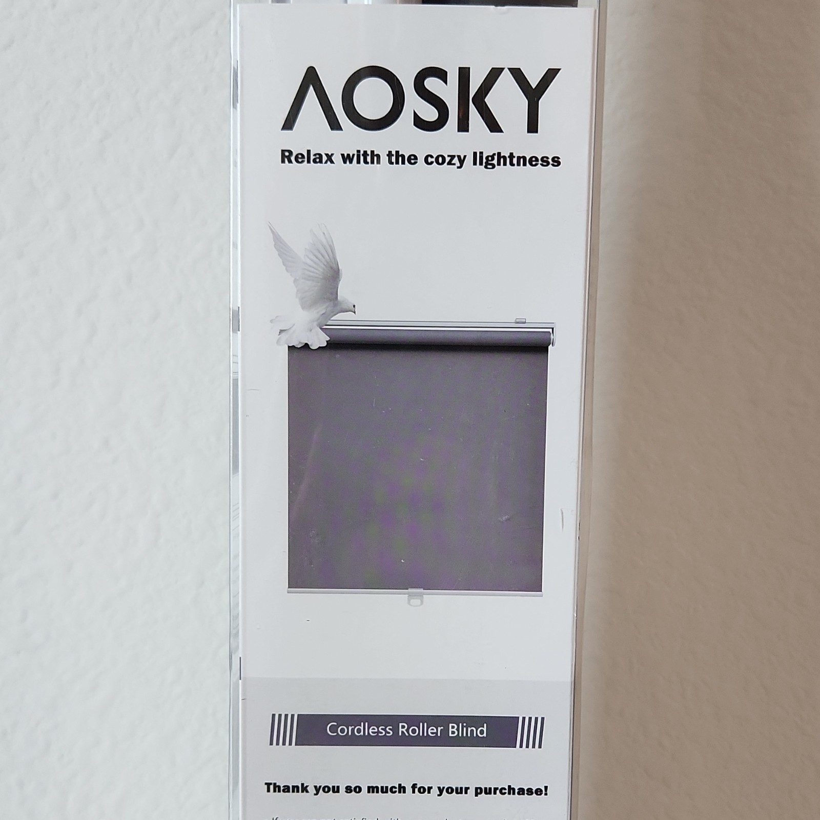 AOSKY Cordless Blackout Roller Shade Black Fabric 23 x 72 in, X003E5U82T