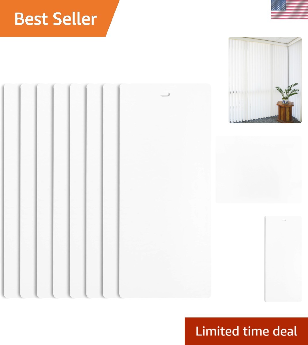 Durable White PVC Vertical Blind Slats – 82.5″ x 3.5″ DIY Replacement 8 Pack