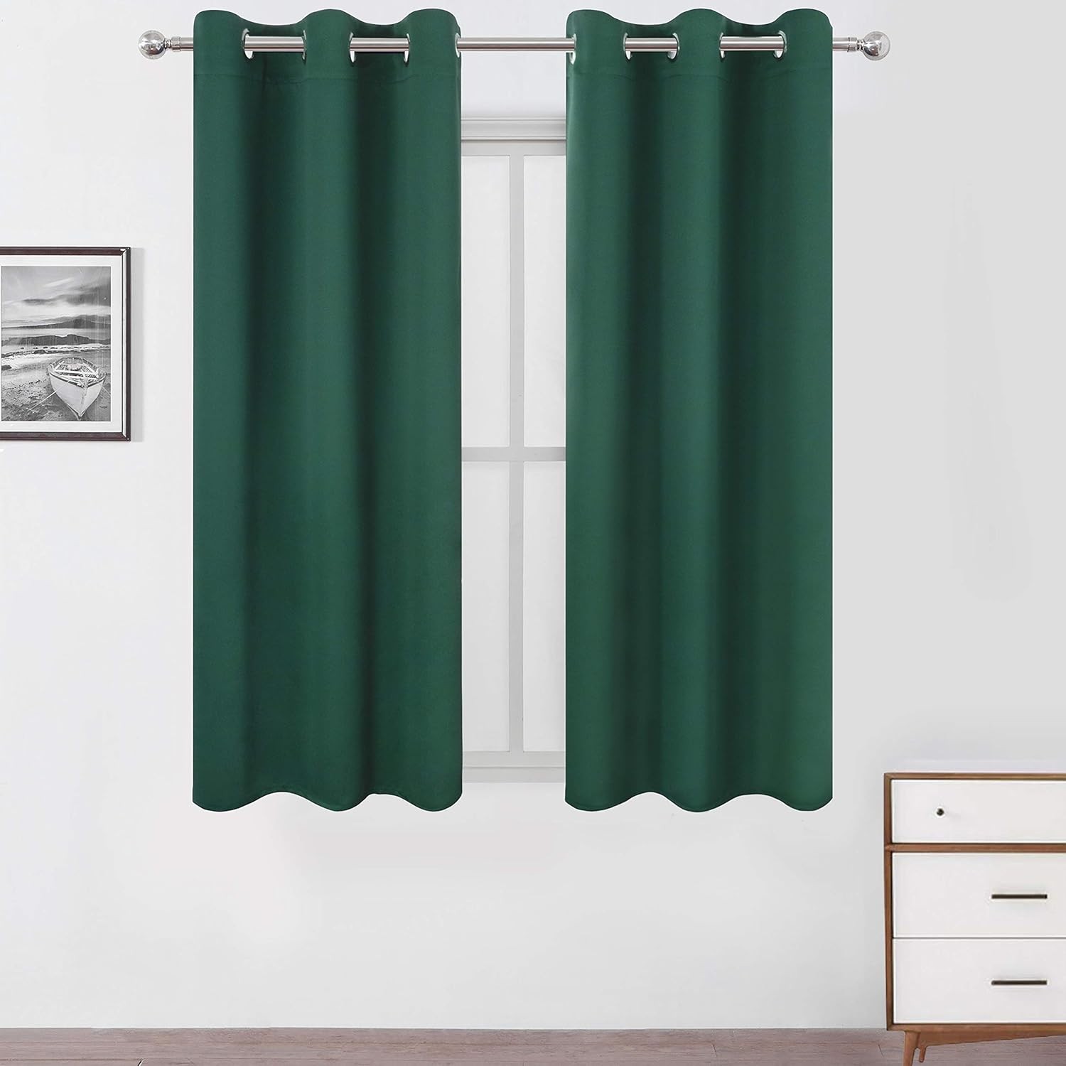 LEMOMO Dark Green Bedroom Blackout Curtains/38 x 54 Inch Long/Set of 2 Curtain P