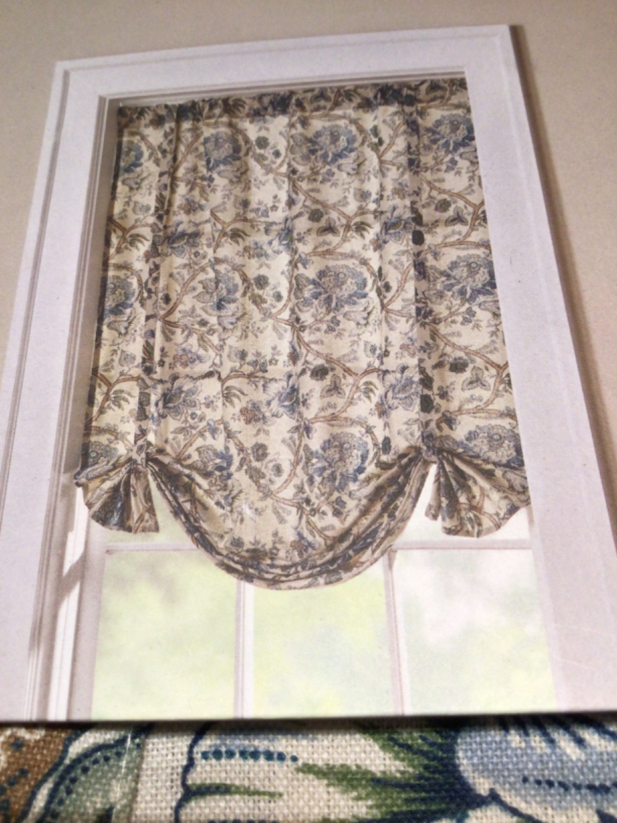 Curated Kravet Balloon Valance curtain 42 x 63 Jacobean Floral Blue Floral