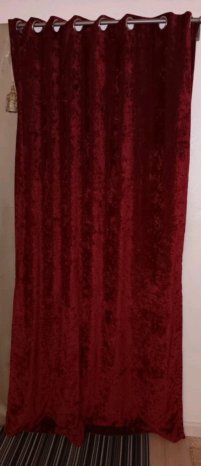 ELKCA Chenille Drape Curtains Set/2, 50×84″ Crimson Red Grommet