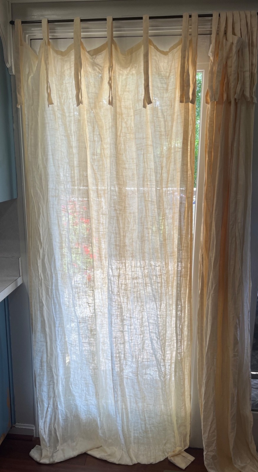 Allen & Roth Ivory Curtains Linen Rayon 2 Panels Casual Tie Option Drapes 86×52″