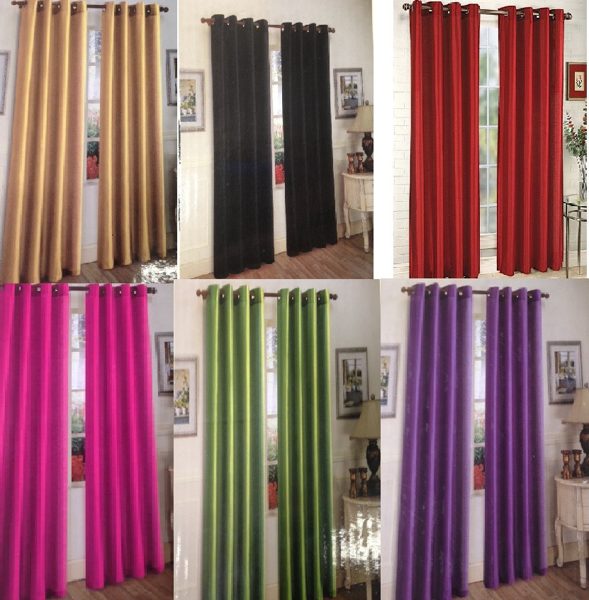 1PC SOLID GROMMET FAUX SILK WINDOW CURTAIN PANEL DRAPE MIRA NEW STYLE