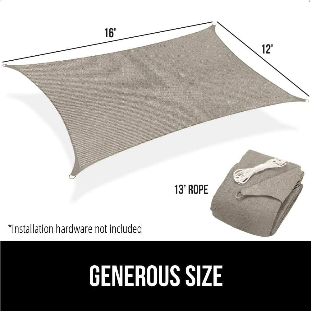 GORILLA GRIP Heavy Duty Sun Shade, UV Protection Fade 12′ x 16′, Graphite