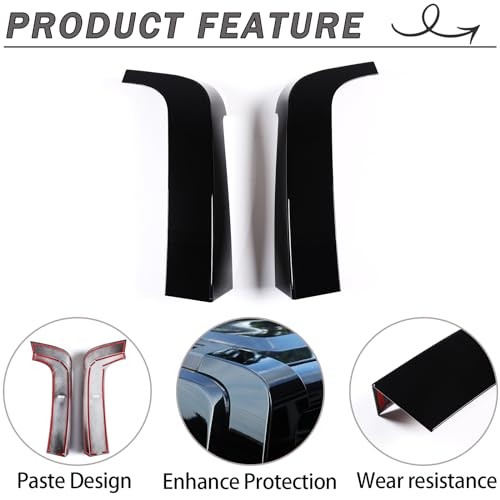 D Pillar Trim Cover Compatible with Hummer H3 2005-2009, ABS Rear Piano black