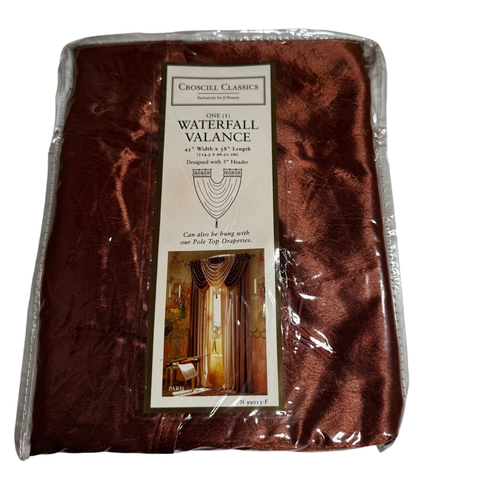 3 CROSCILL CLASSICS Paris Waterfall Valance Tasseled Terra-Cota 45in W x 38” L