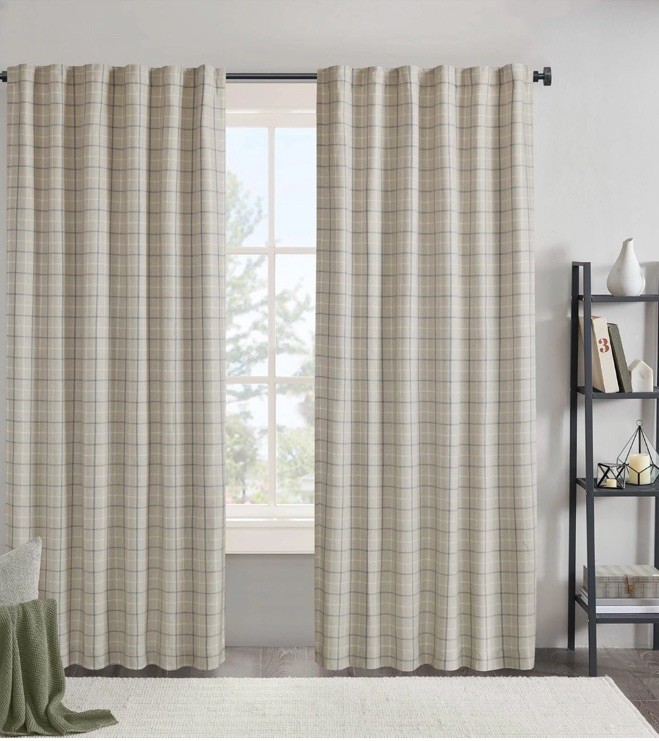 MADISON PARK CURTAIN 50″W x 95″L (Pack of 1) Rod Pocket, Linen Blue NEW