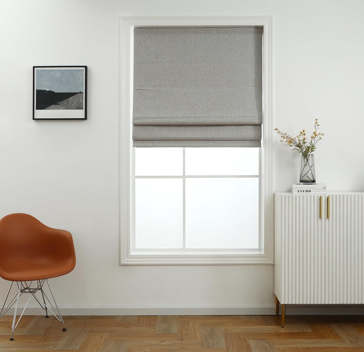 Cordless Roman Shades – Blackout Blinds with Textured Woven Fabric for Window