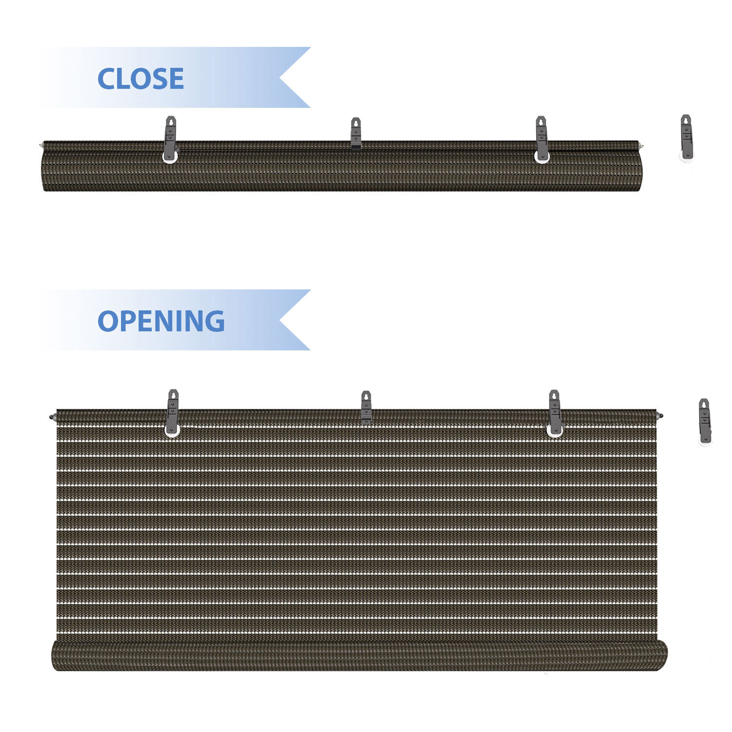 Brown Roller Shade Roll up Shades for Outdoor Patio Yard Garden Pergola Porch
