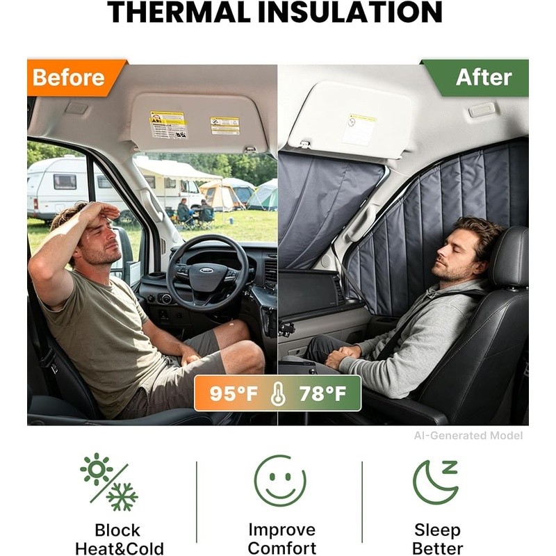Ford Transit Window Covers Magnetic Insulation Privacy Blackout Shades Van Life