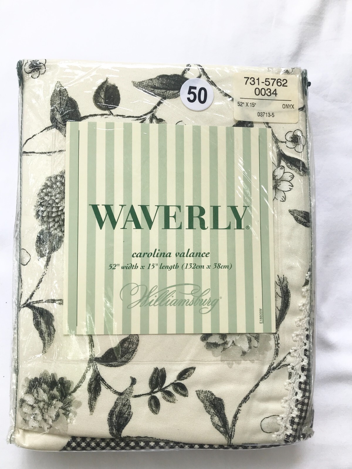 Waverly Carolina Williamsburg Valance Onyx Rod Pocket Black Floral 52 X 15