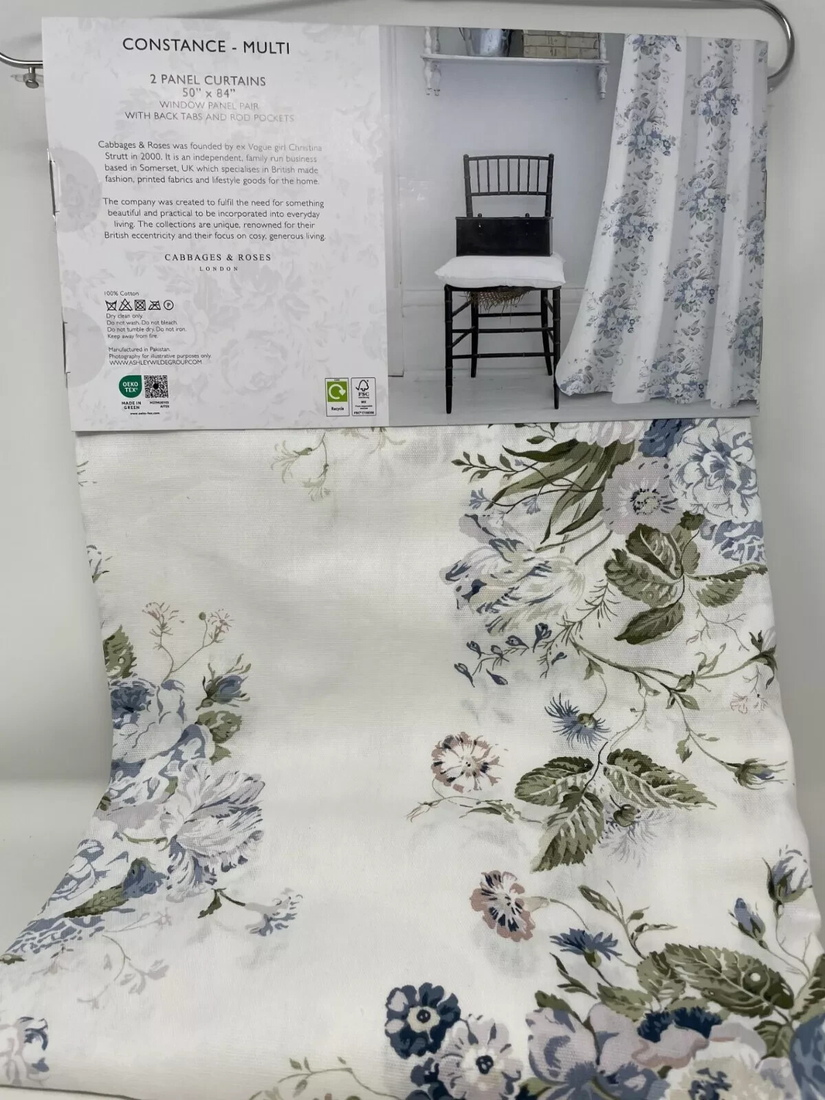 Cabbages & Roses Constance Floral Curtain Panels 50×84 Set Of 2 Romantic Cottage