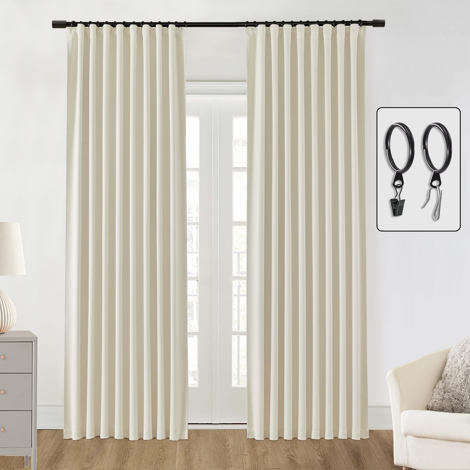 SHINELAND Heavy Satin Polyester Thermal Curtains for Winter Insulated, Warm B…