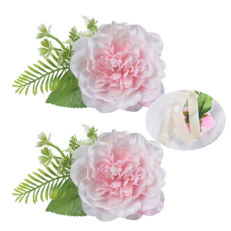 2pc Artificial Flower Curtain Ties Window Drapery Tiebacks Clips Home Styling