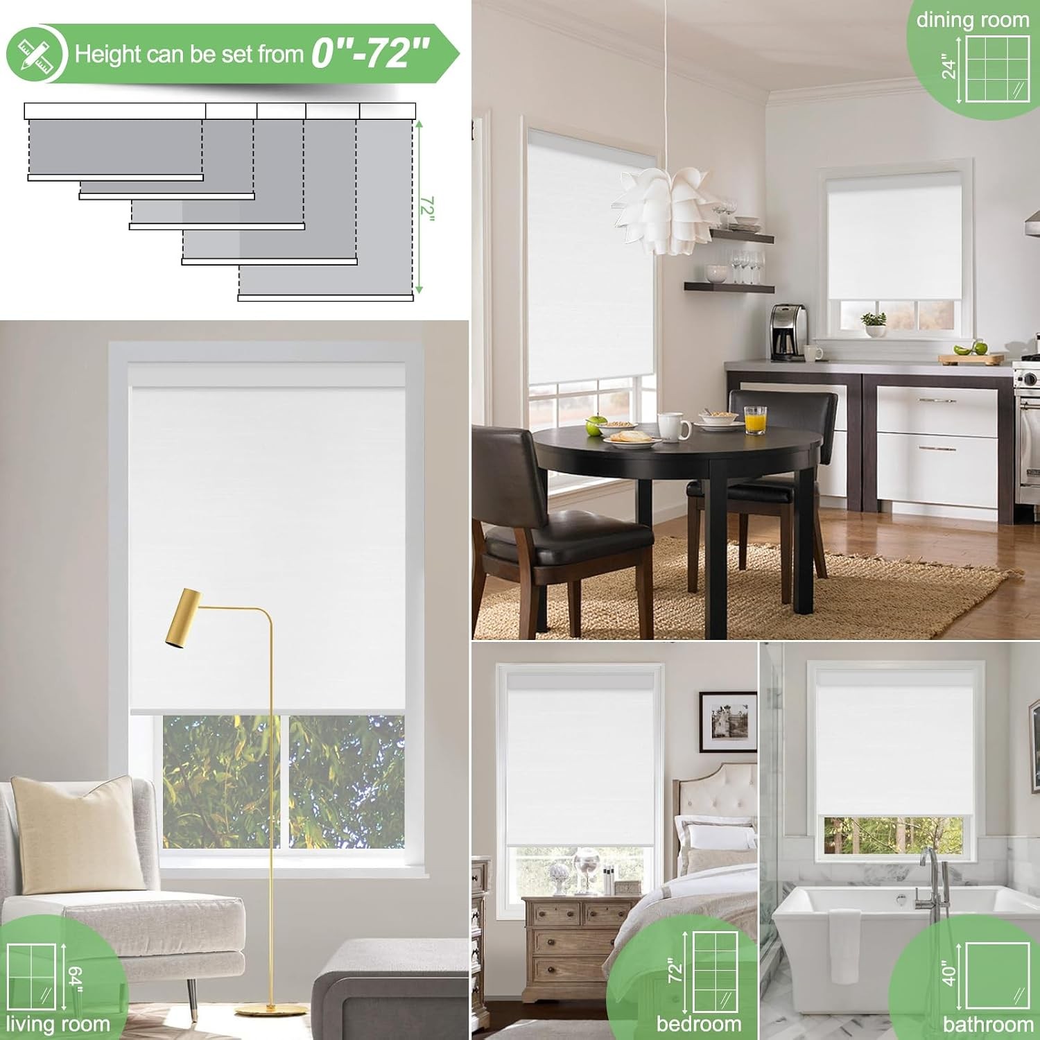 Motorized Blinds with Remote Control, Blackout Roller Shades, Custom Smart