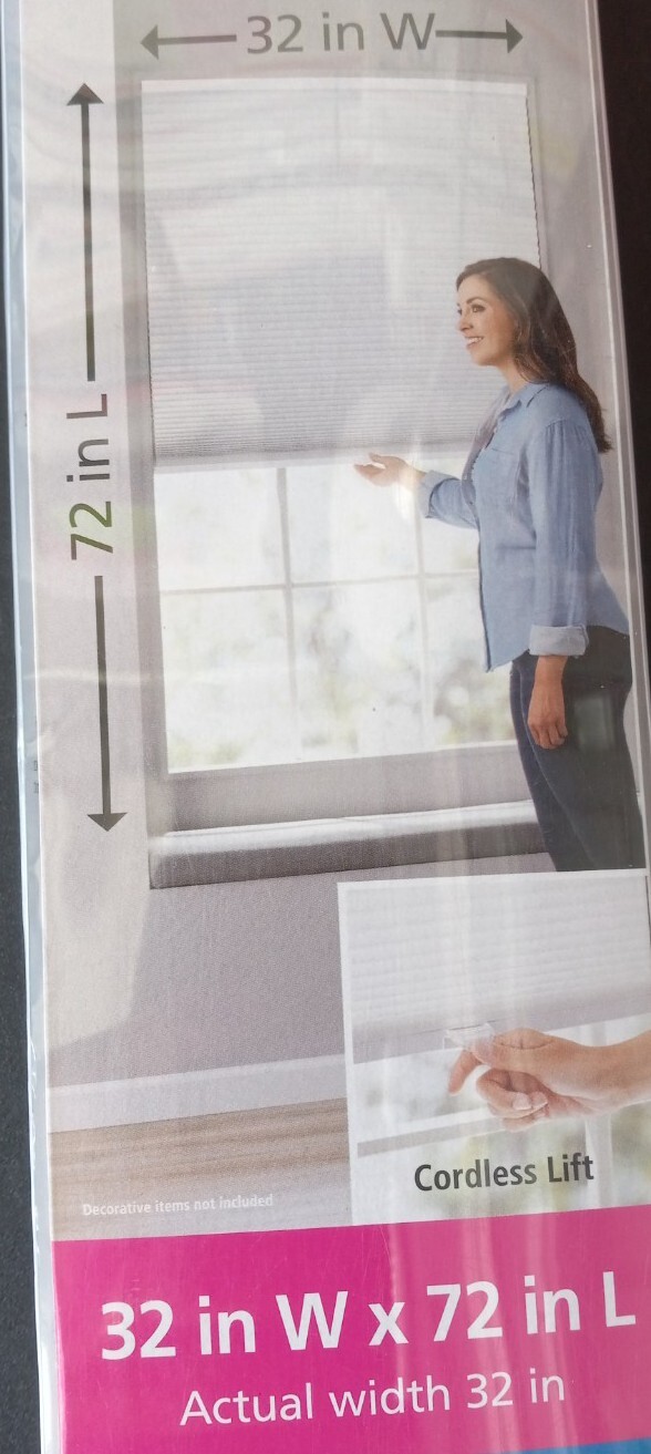 💖Mainstays Cellular Shade 32″ X 72″ White Window Privacy Shades. Lot#N