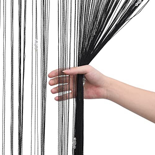 GREENWISH String Curtains Black Beads Curtains Doorway Tassel Curtain Thread …
