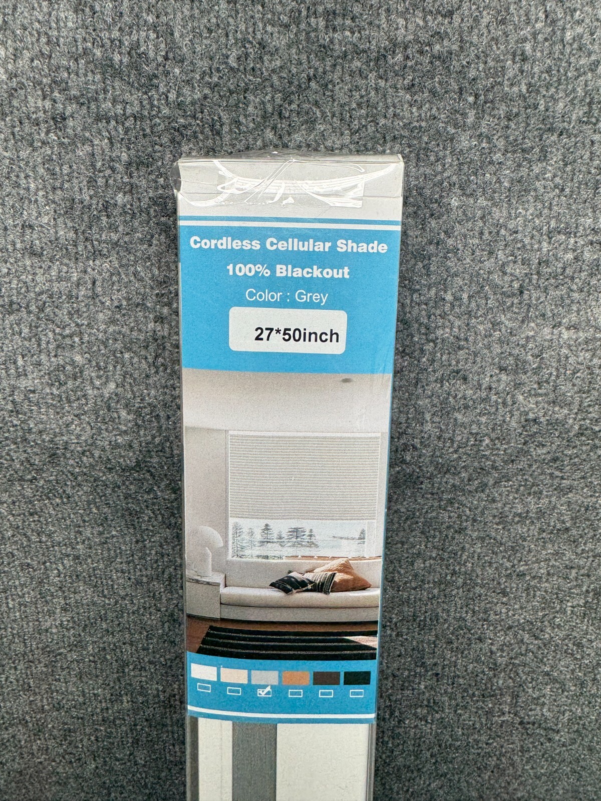 MYshade Blackout Cordless Cellular Shades Honeycomb Shade 27 inch Wide, H50 Grey