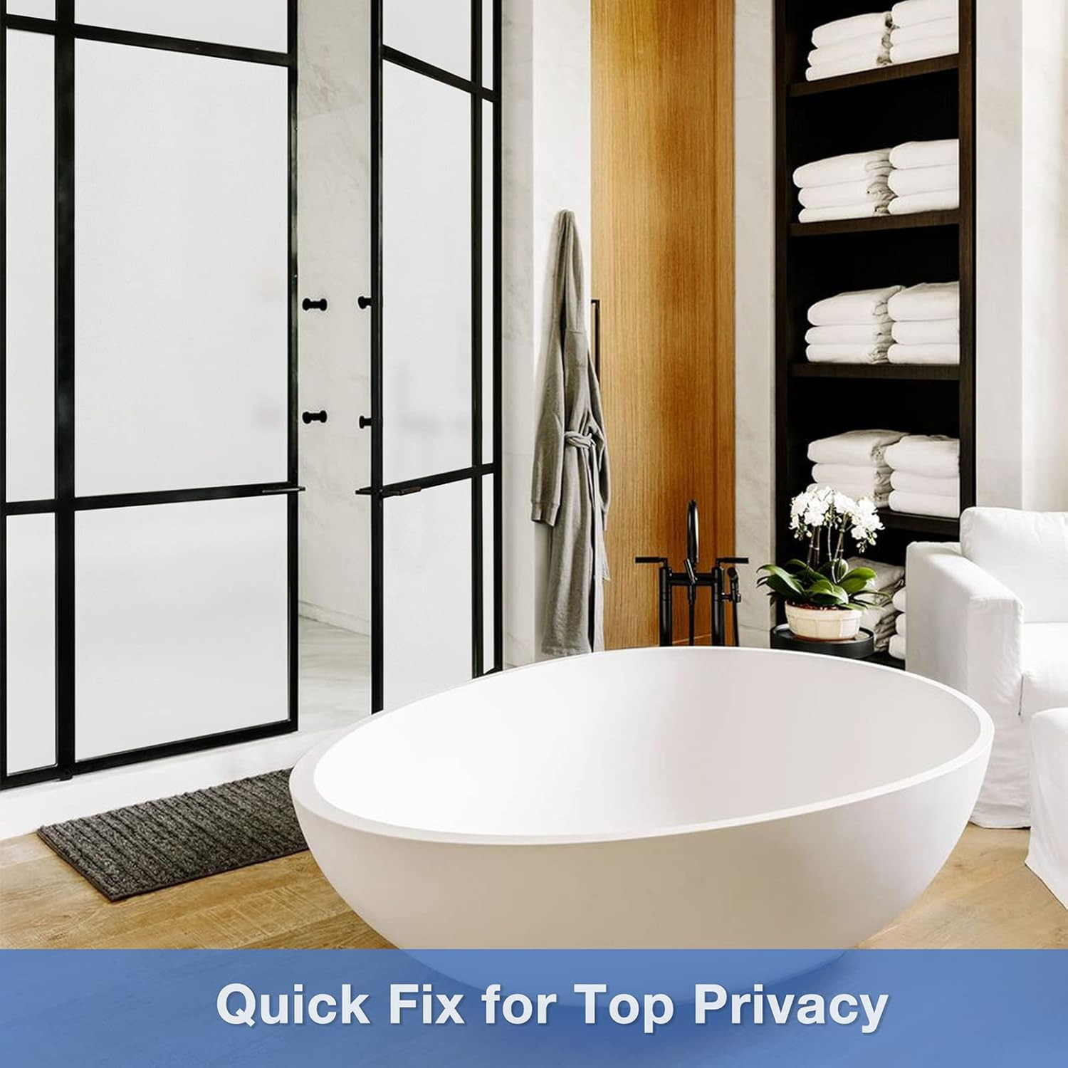 Frosted Glass Window Privacy Film with Installation Tools, Removable