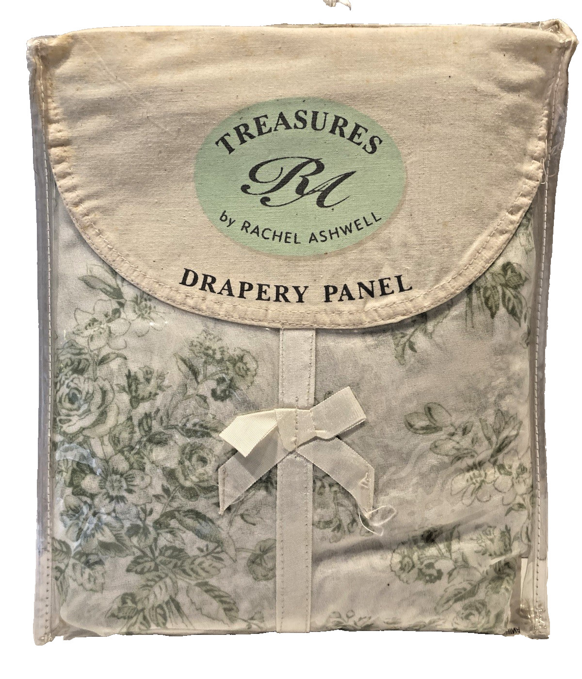 VTG Rachel Ashwell Treasures Sage Toile Drapery Panel 42×84 Roses NEW IN PACKAGE