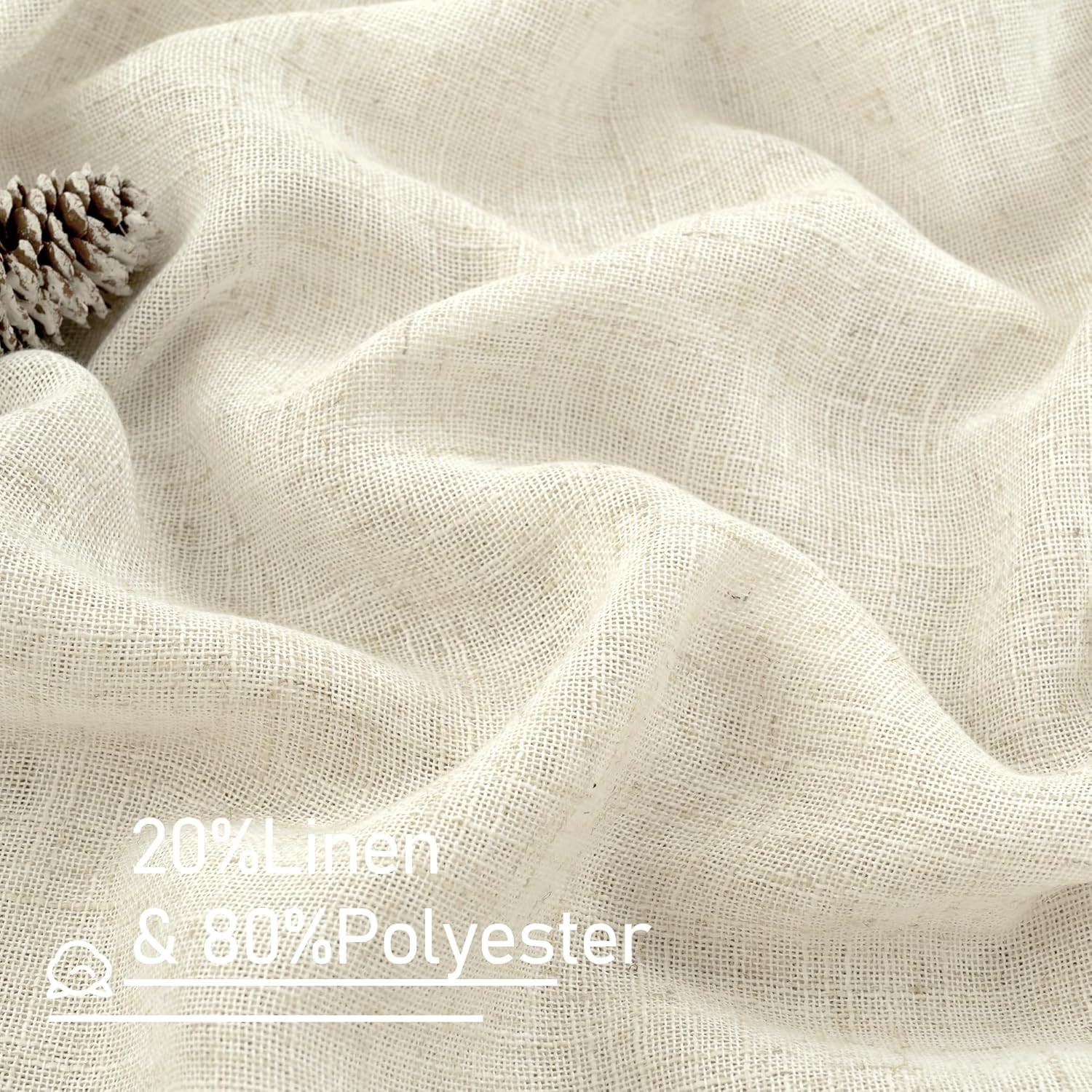 Natural Ivory Semi Sheer Linen Curtains 84 Inch Long, Cream White Light Filterin