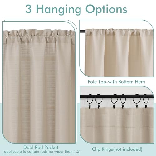 Valance for Windows – Light Filtering Faux 60″W x 12″L (Pack of 1) Linen