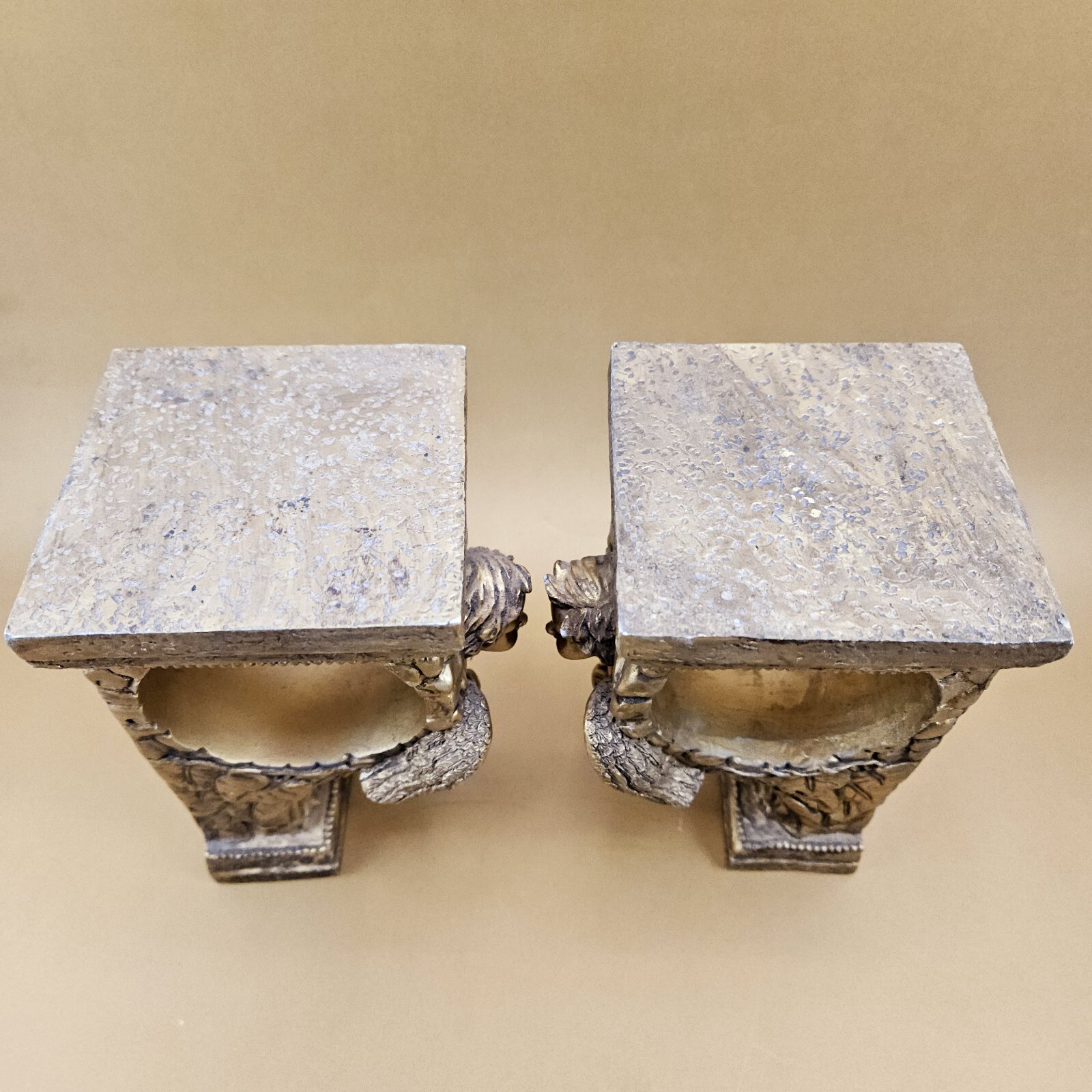Cherub Curtain Rod Holders Gold Tone Gild Lot Of 2 Angels 2 3/4″ Opening Resin