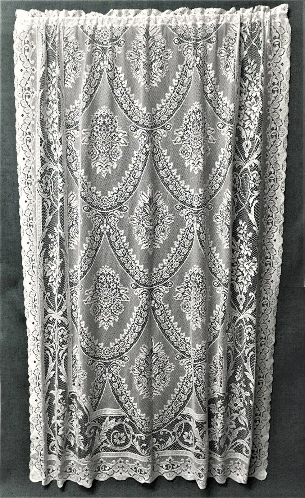 Alexandria White Cotton Blend 60″ x 86″ Lace Window Panel Livingroom Bedroom