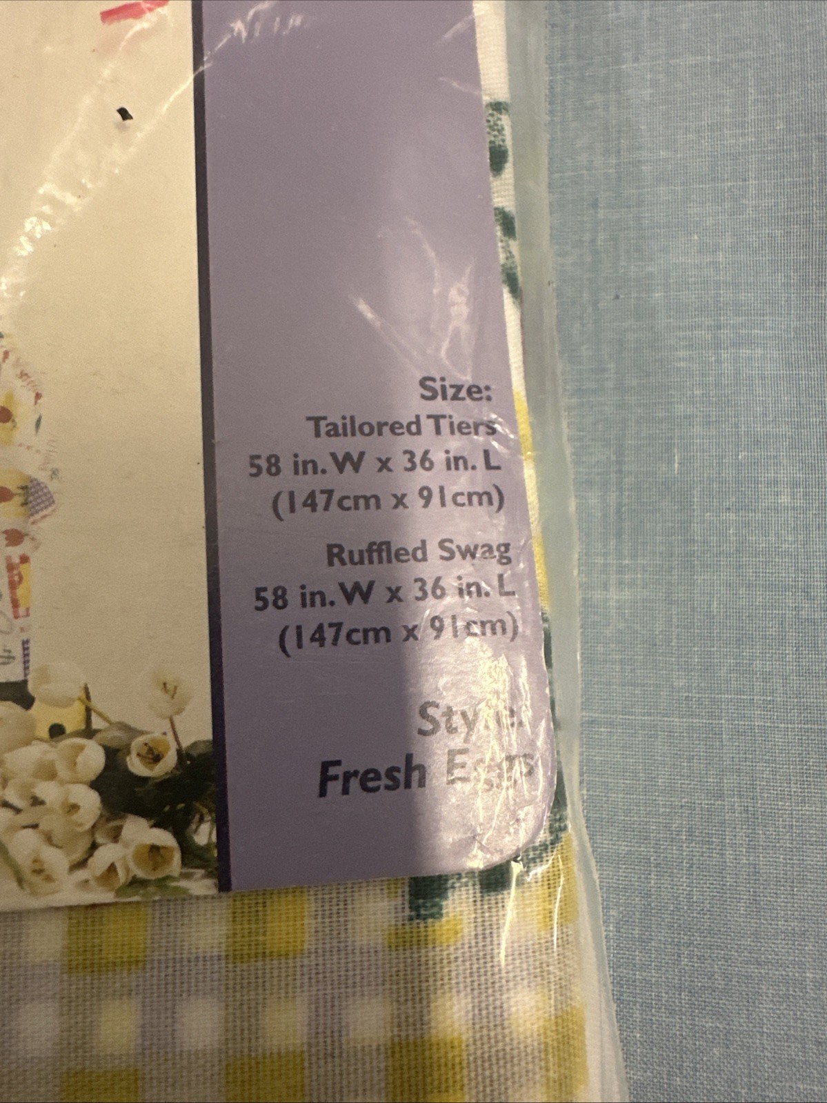 Home Essentials Tier & Swag Set Fresh Eggs Tulips Chicken Curtains Vintage