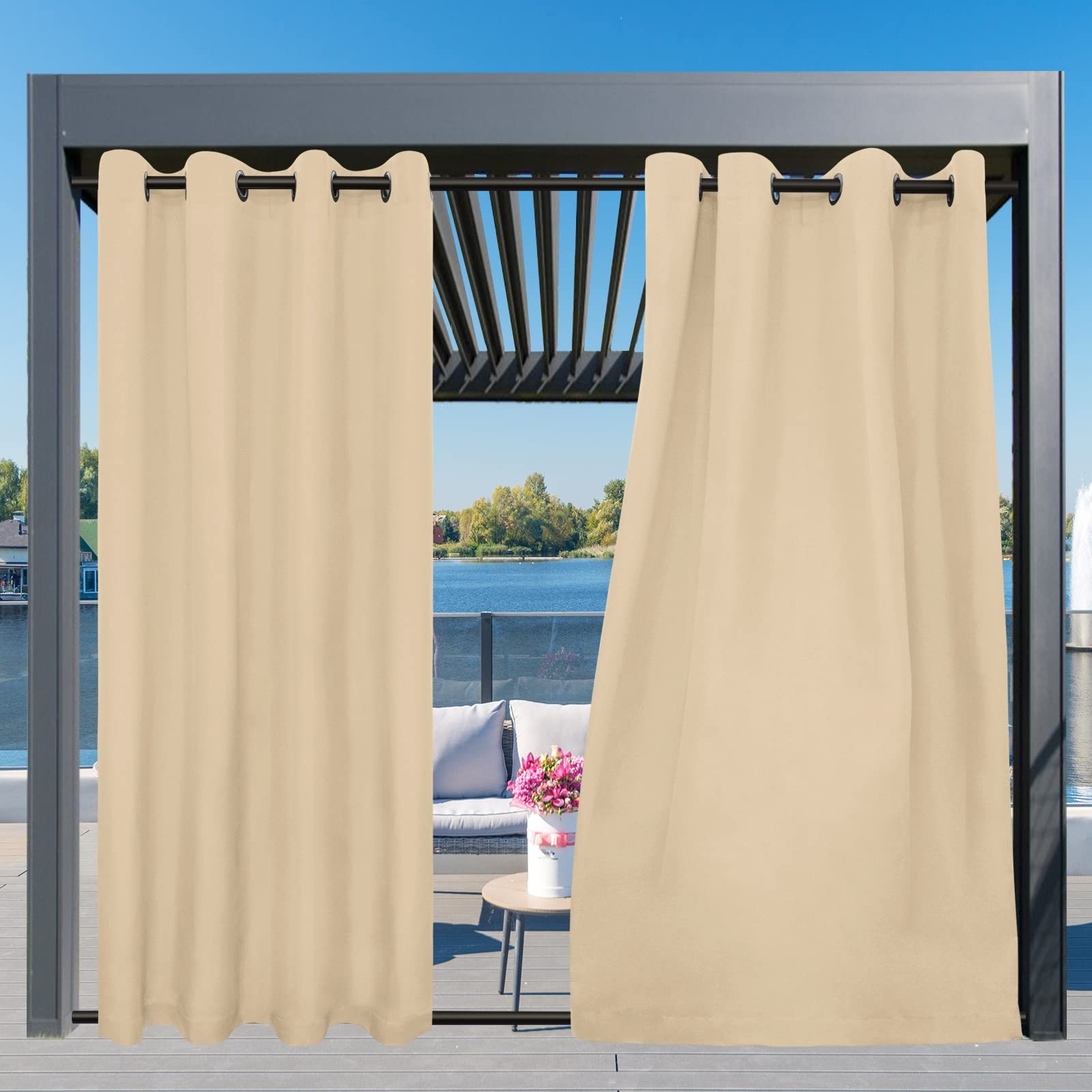 Easy-Going Outdoor Curtains Waterproof Windproof Weatherproof Curtain for Pat…