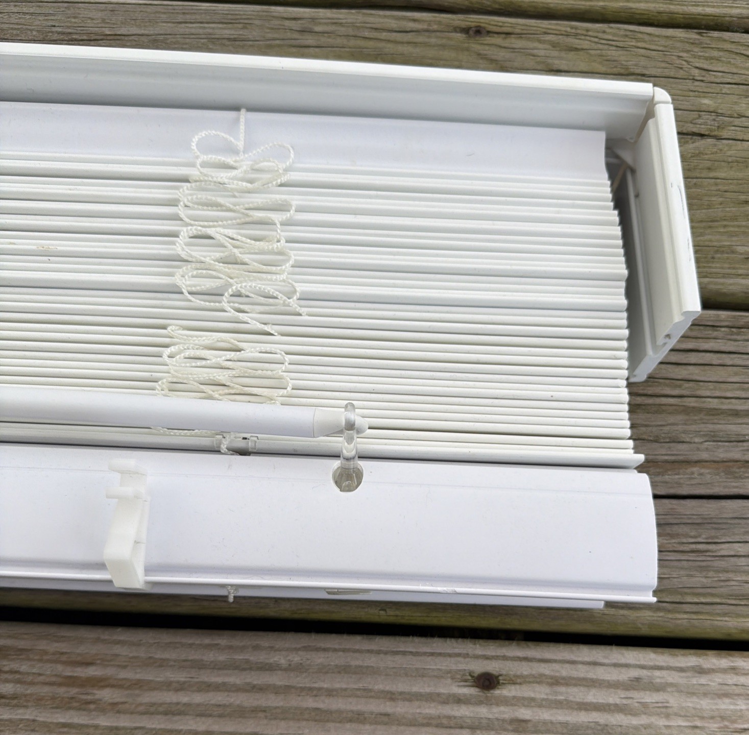 Nien Made Enterprise Cordless 2” White Faux Wood Slat Blinds 61” H X 33 & 1/2” W