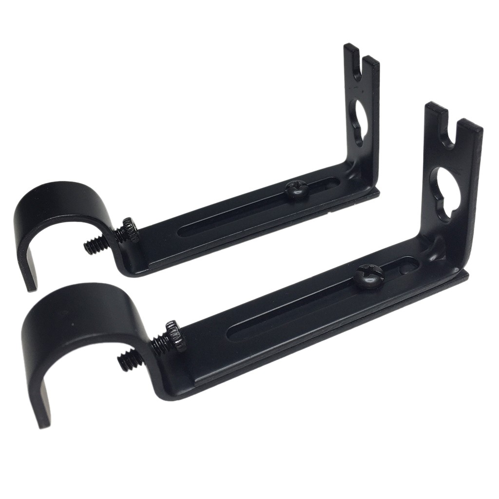 3Pcs/set Curtain Rod Bracket With Set Of Screws, Adjustable for Kitchen (Black)