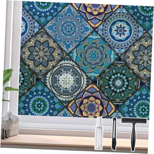 Bathroom Window Privacy Film Decorative Films, Get 35.4in X 78.7in B110-blue