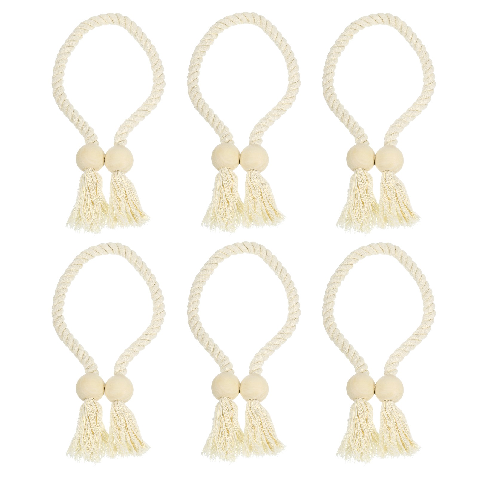 6 Pack Magnetic Curtain Tiebacks 55cm/21.65″ Curtain Holdbacks Beige