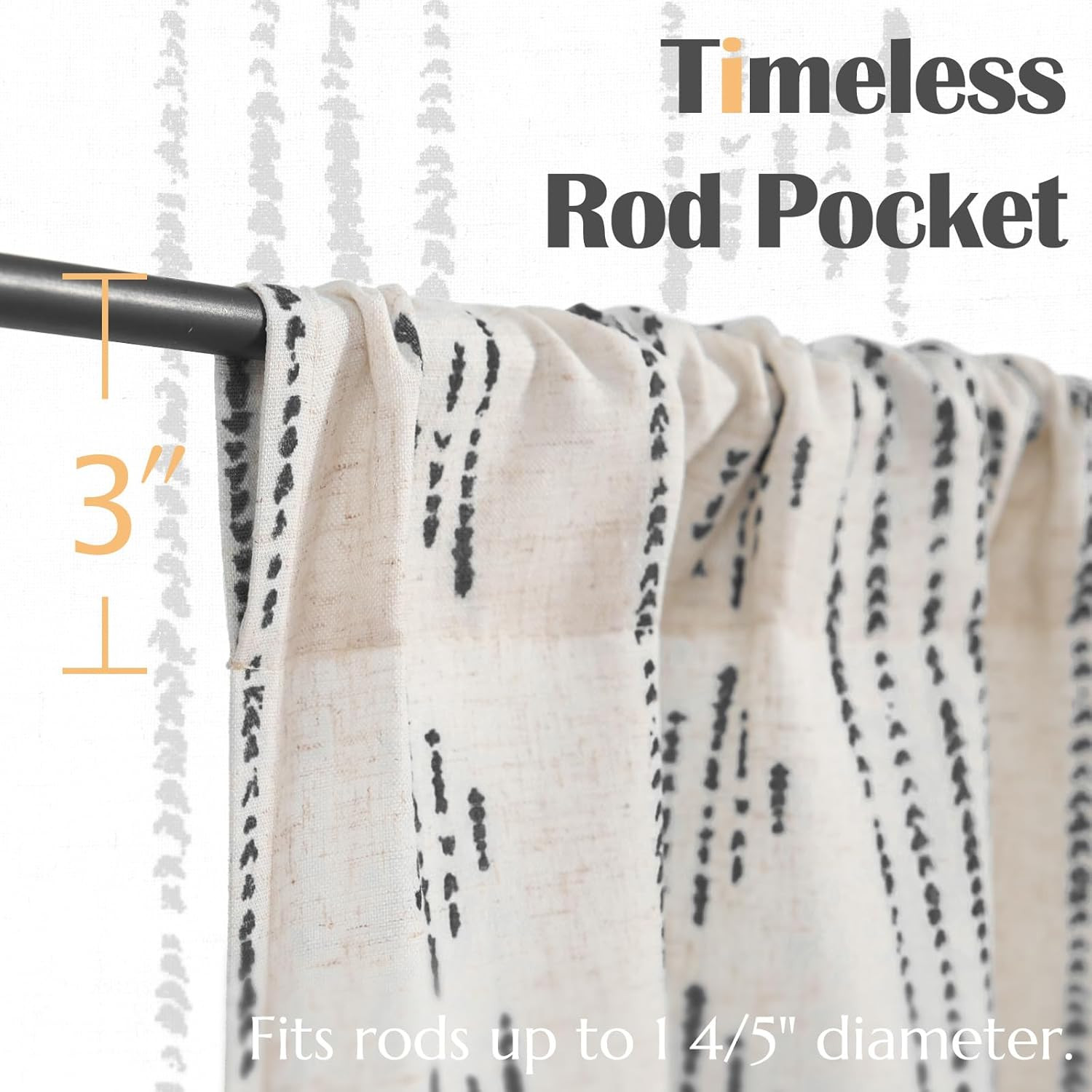 Boho Linen Kitchen Curtains 45 Inch Bohemian Geometric Striped Small Window Curt