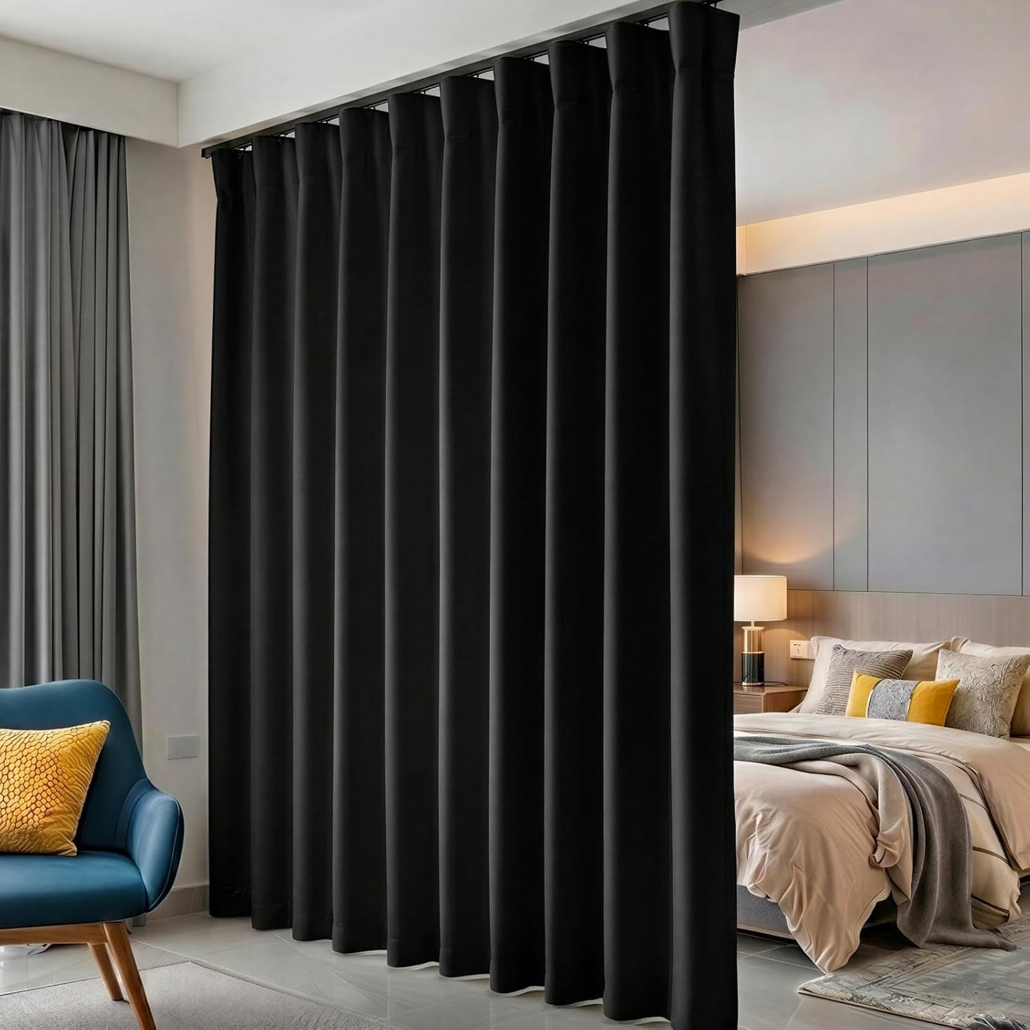 Hoeflife Room Divider Curtains Blackout Floor to Ceiling Curtain with Hook Wall