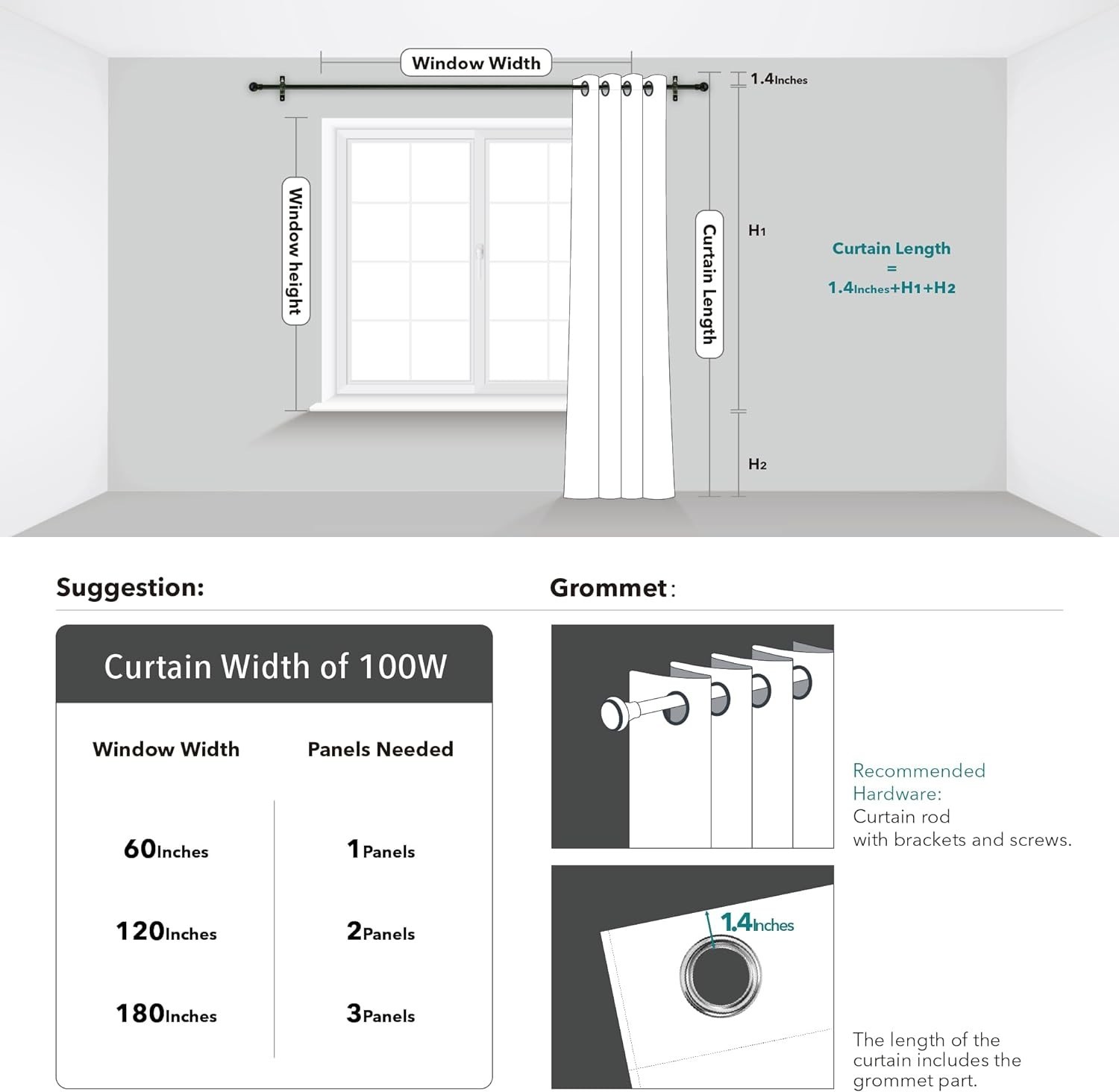 Noise-Reducing Light Beige Blackout Curtain – 100W x 84L for Ultimate Privacy