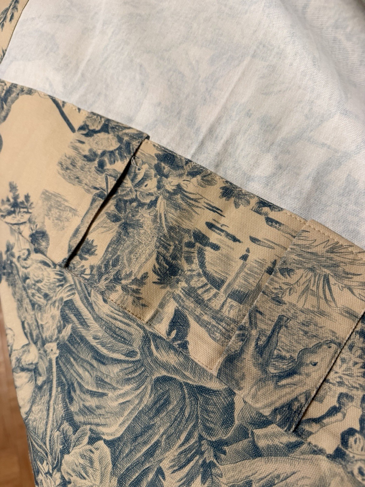 Maison d’Hermine Cotton Toile Curtain Panel 52×84 Blue/Beige Rod Pocket