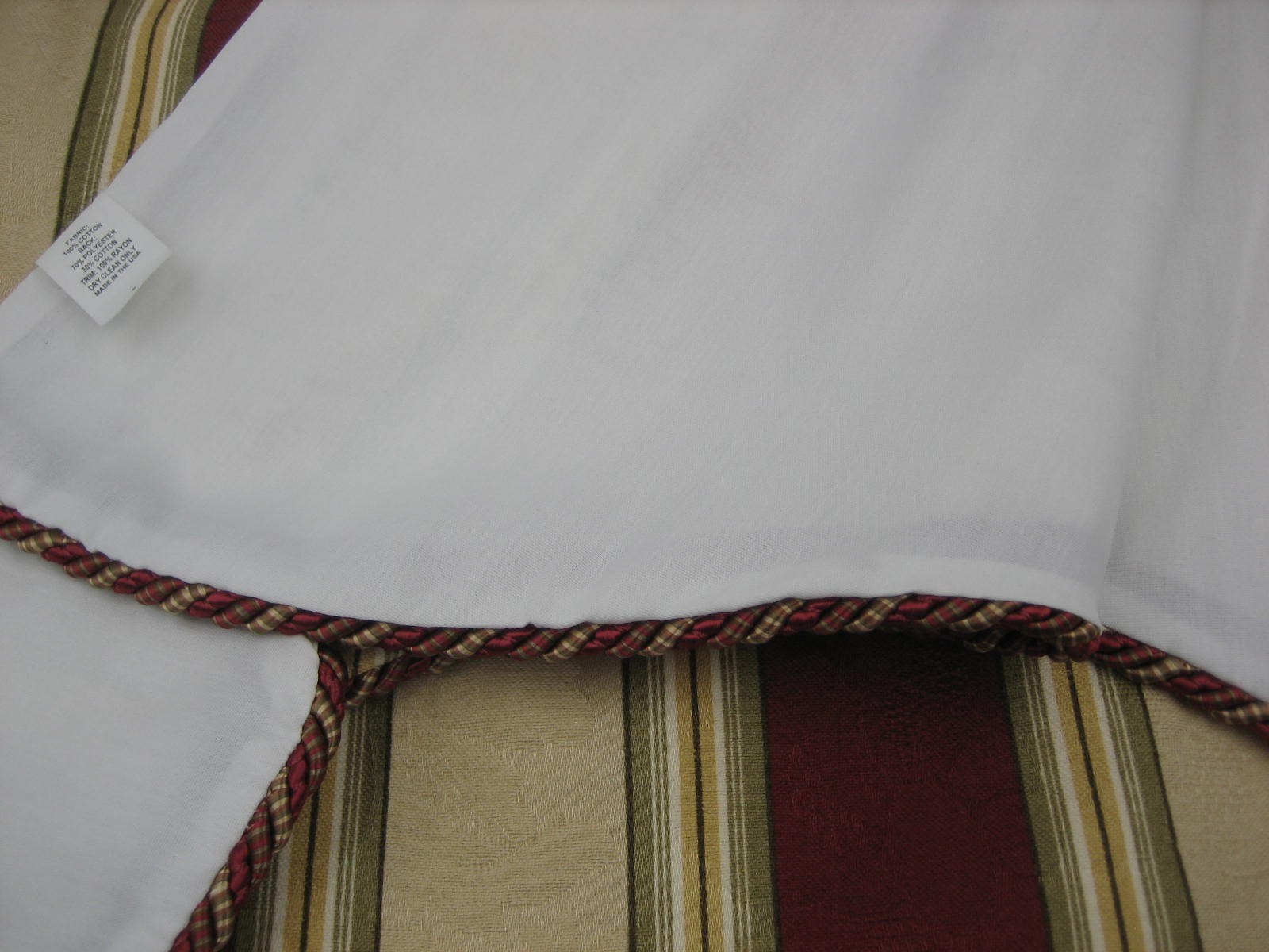 Window Valences Two by Canora Grey Gold Burgandy Striped Scalloped Edge 50″