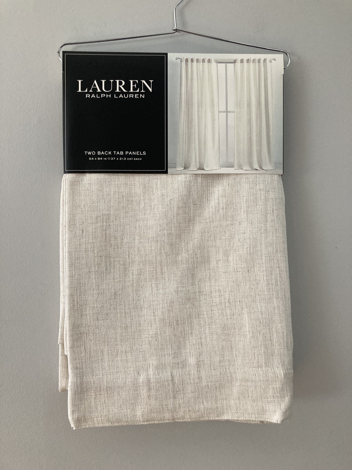2 Ralph Lauren Back Tab Panels Curtains Belgian Linen Natural Beige 54″ x 84″