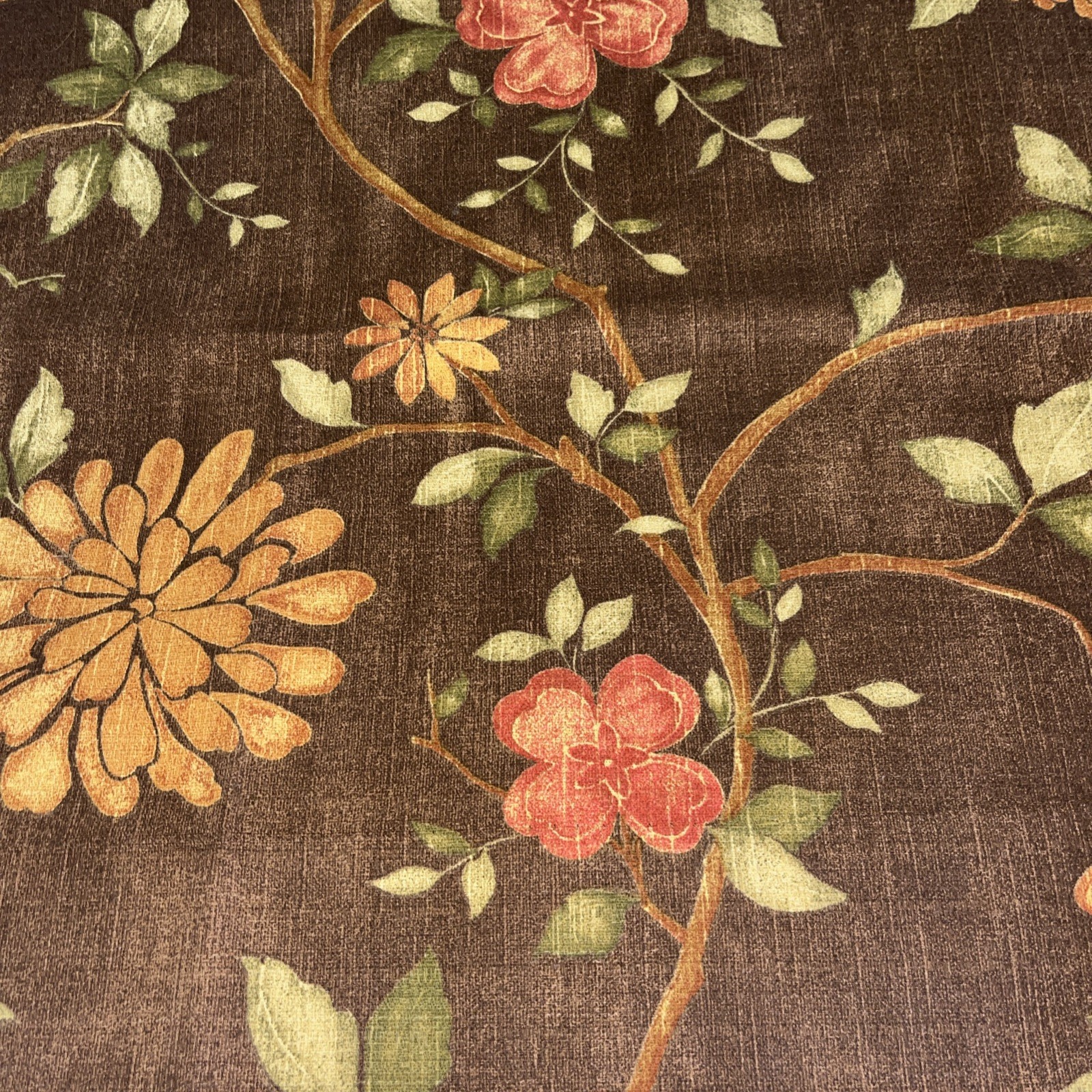 Pier 1 Curtain Panels Set Of 2 Brown Floral Earth Tones Cotton Hidden Tab 52×84”