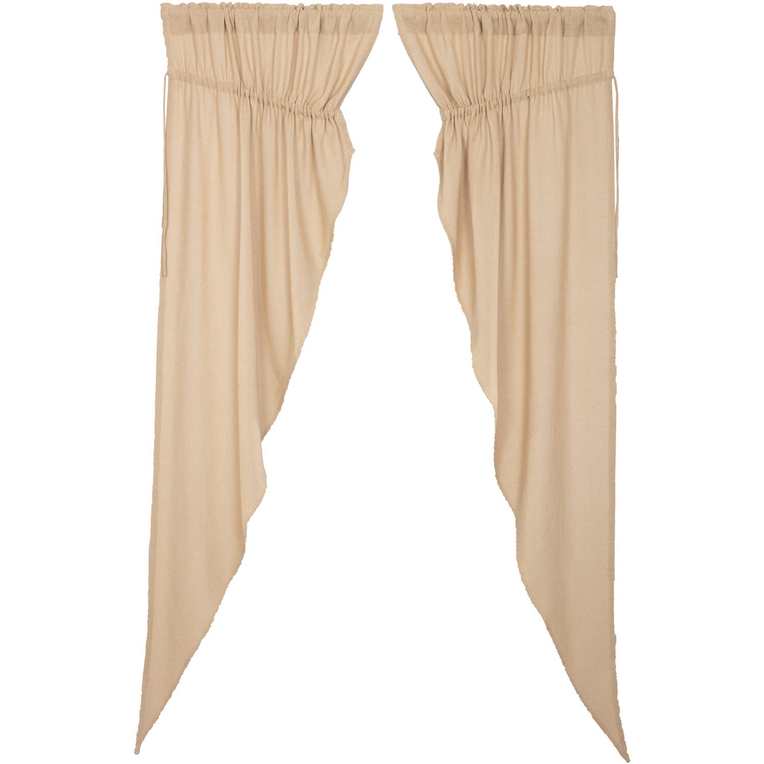 New Primitive Farmhouse DARK CREAM BURLAP PRAIRIE SWAGS Gathered Curtains 84″