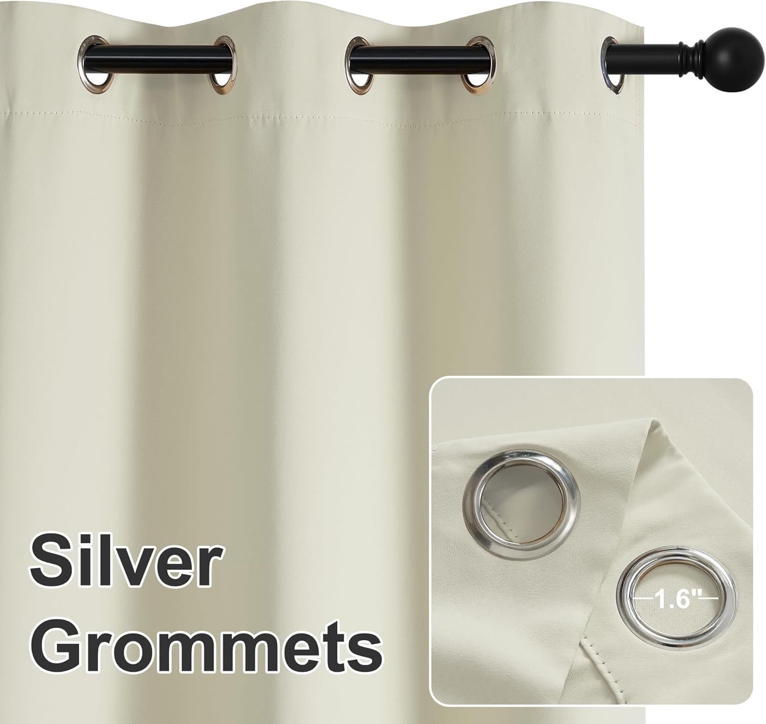 RYB HOME Outdoor Curtains for Patio 52″W x 84″L (Pack of 1), Biscotti Beige