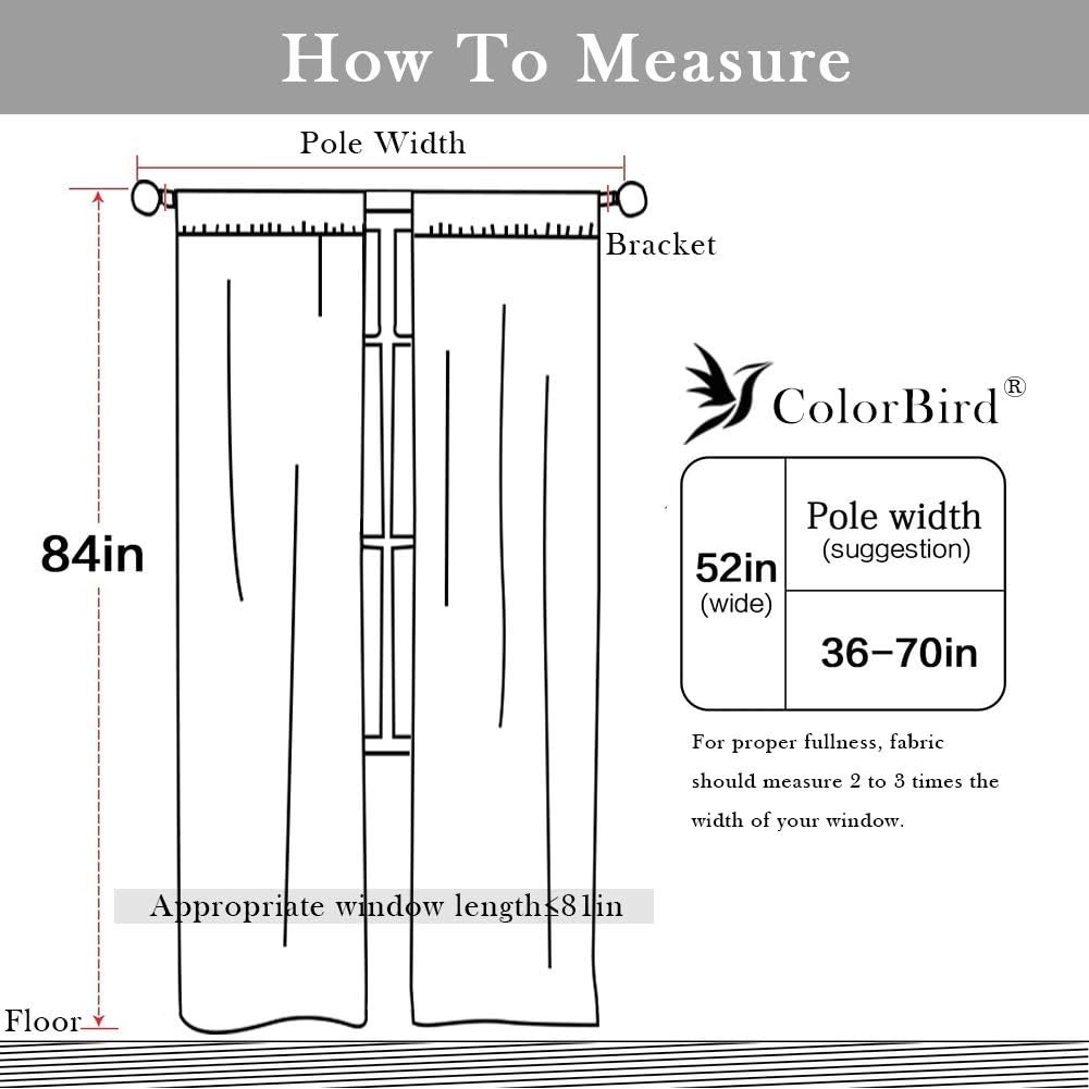 ColorBird Botanical Print Semi-Blackout Window Curtains 2 Panels Farmhouse Style