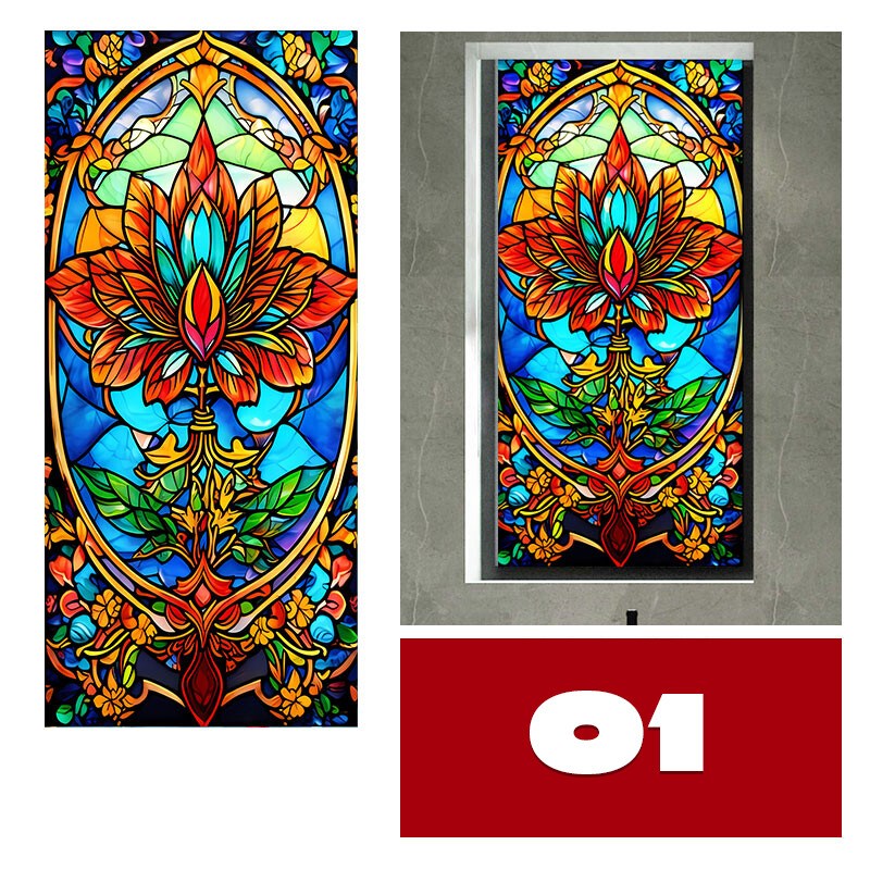 40*100/45*120cm Colorful Stained Glass Film Modern Art European Decor Privacy.