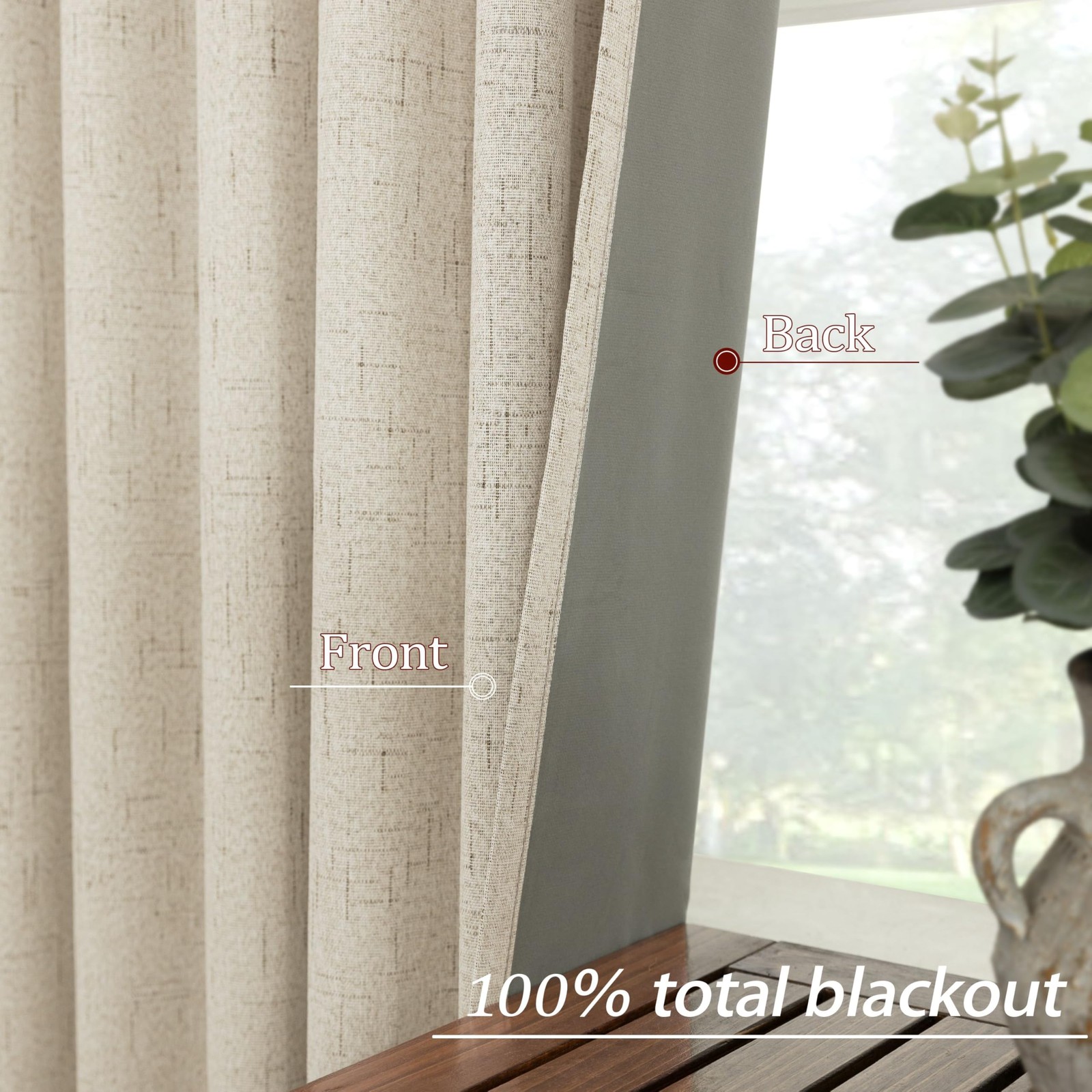 132 Inch Extra Long Blackout Curtains,Linen Beige Pleated Back Tab Black Out …