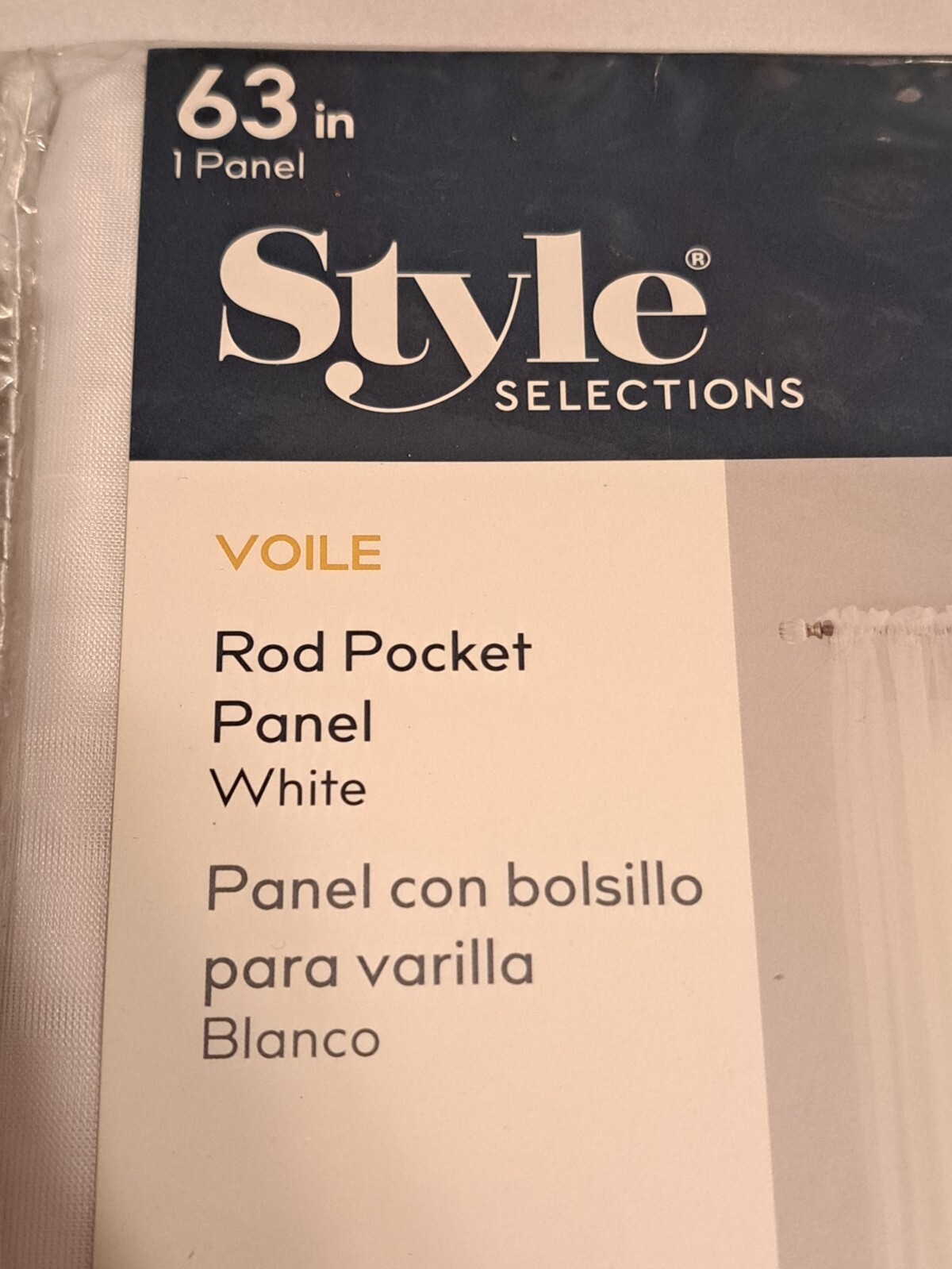 Style Selections Rod Pocket Curtain Panel #111945 Sheer White New 59″ X 63″