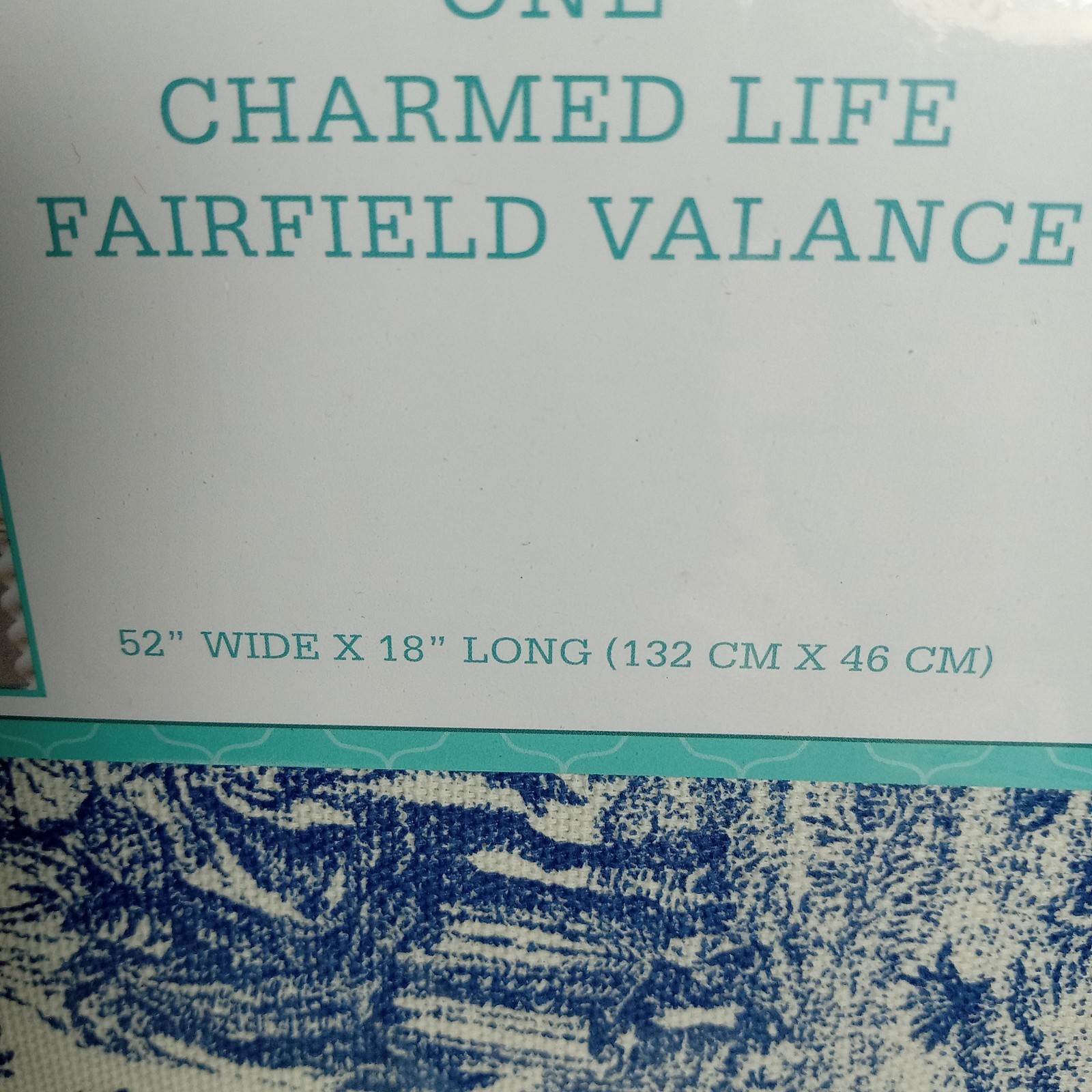 NIP *Waverly* One Charmed Life FAIRFIELD Valance 52″ X 18″ BLUE & WHITE TOILE