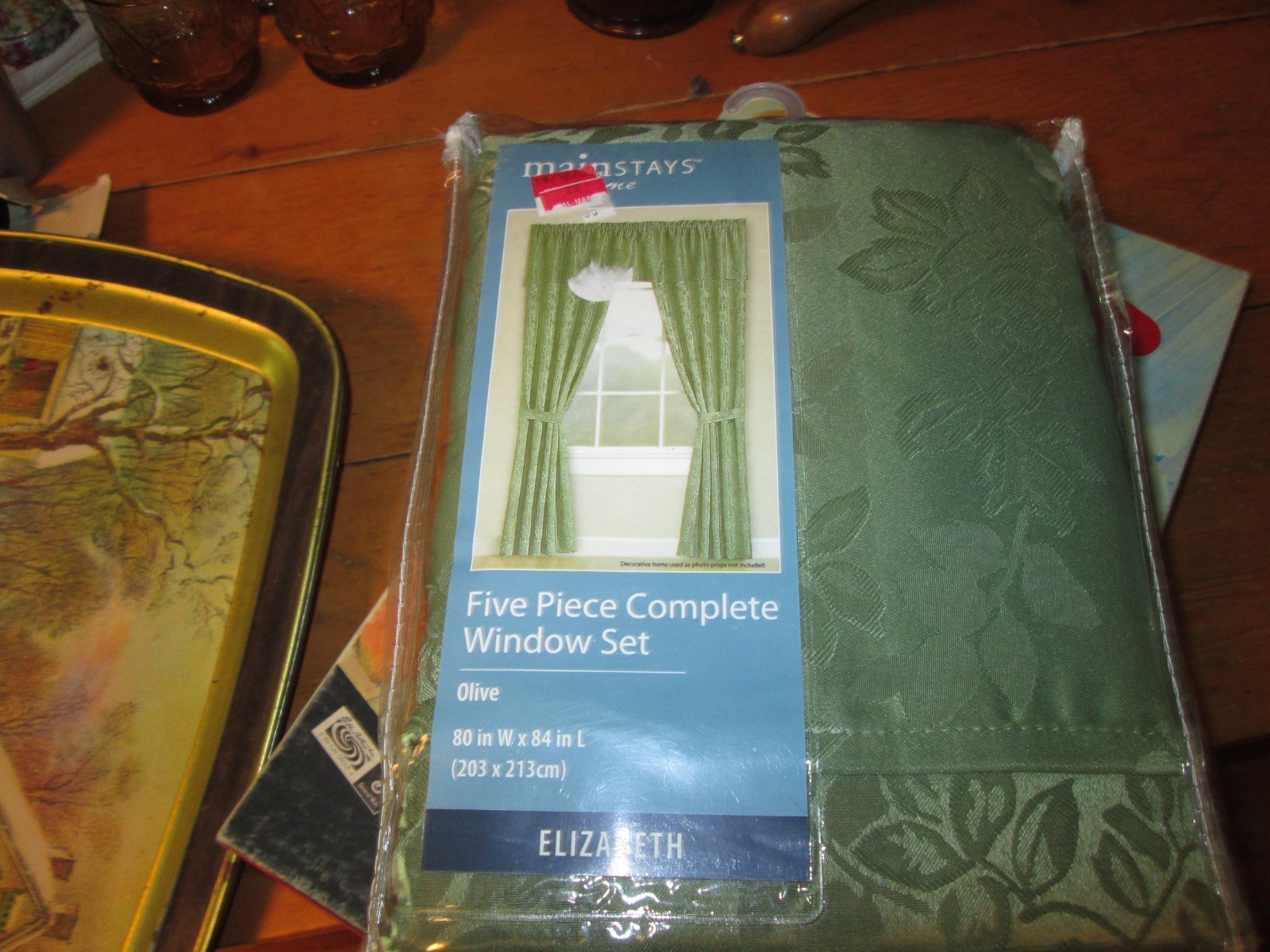 Mainstay Home Complete 80”W X 84”L 5 Pc Window Set Elizabeth Olive