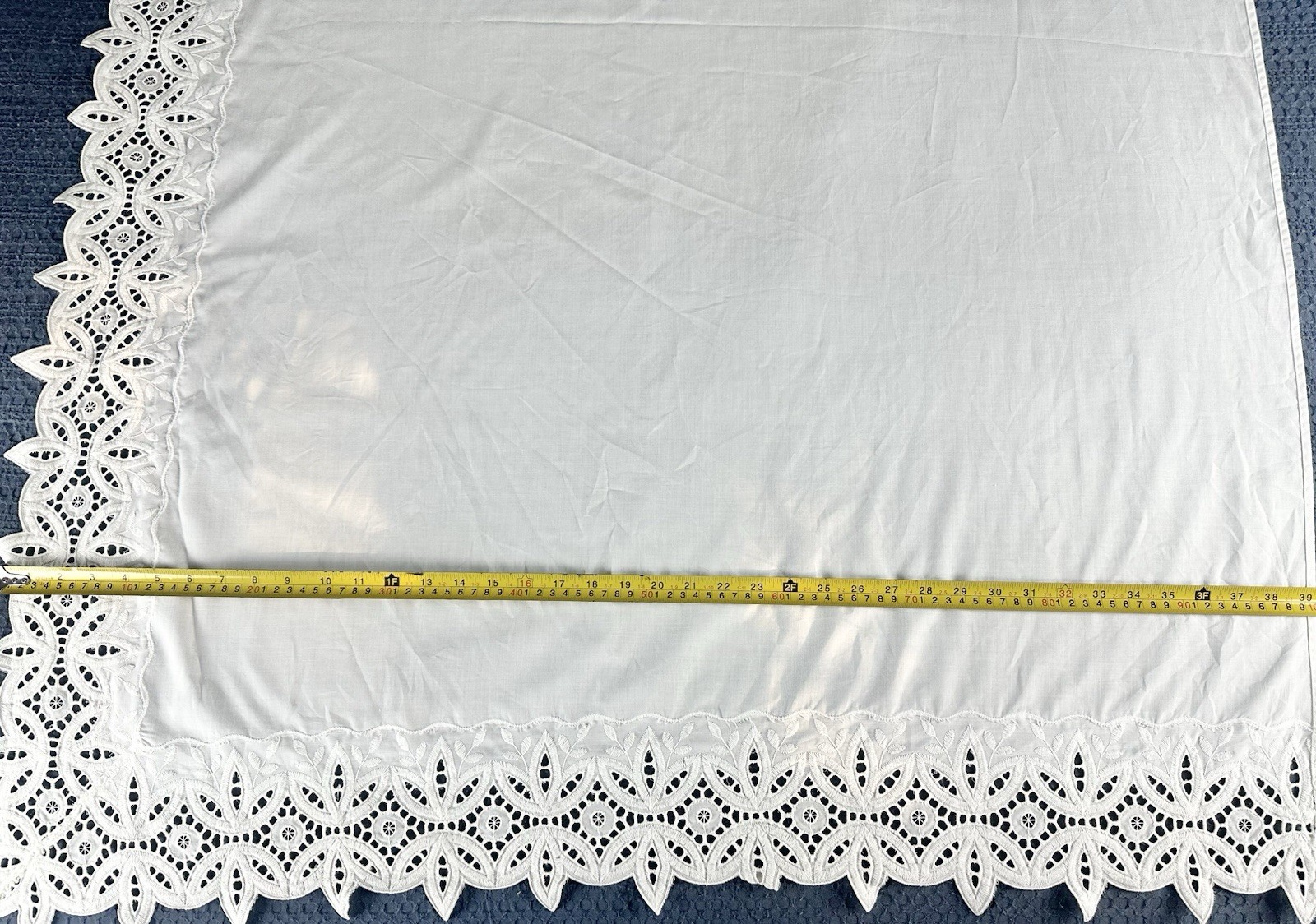 2 White 39″x39″ Custom Eyelet Trim Rod Window Treatment Curtain Drapes